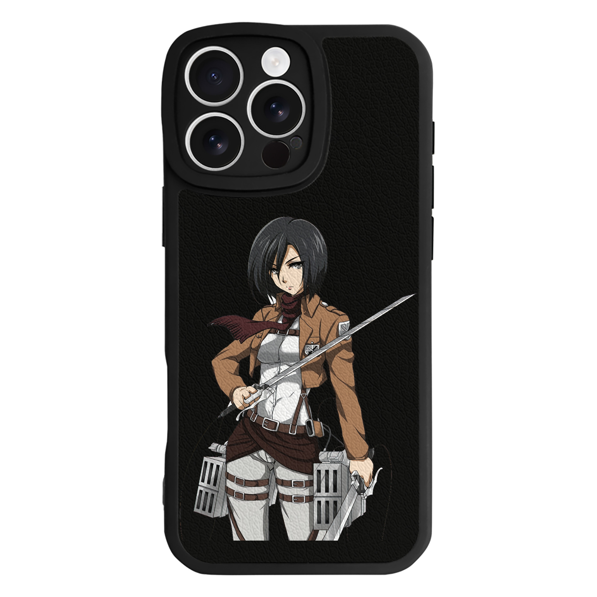 （画像用） 進撃の巨人 ミカサ·アッカーマン Attack on Titan Mikasa Ackerman 【iPhone 16シリーズ対応】シリコンスマホケース（レザー調） 材質：シリコン